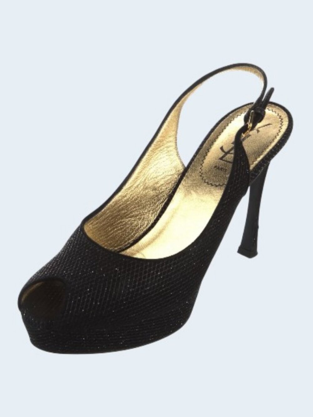 Yves Saint Laurent Rive Gauche glitter slingback pumps black, women's size 36.5